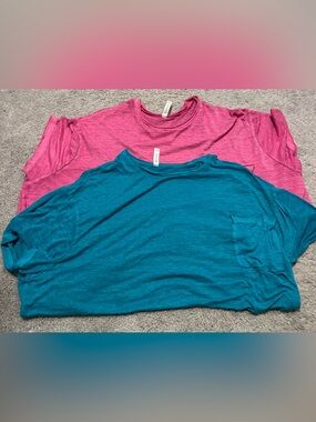 2-Pack Women’s Short Sleeve Tops - Teal & Pink